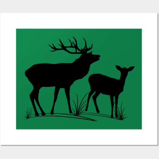 roe deer, stag, animals, hunting, hunter, wild Posters and Art